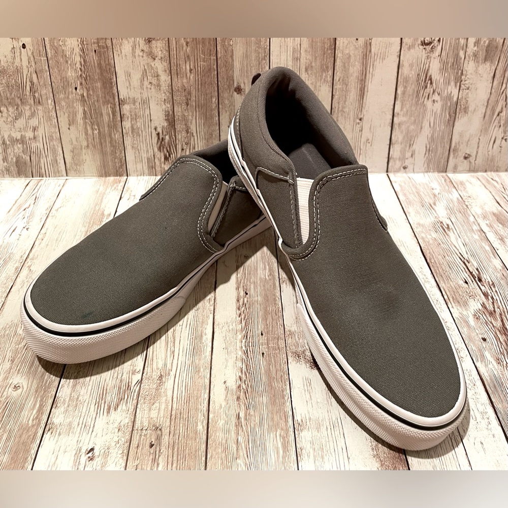 Vans Unisex Gray Canvas Yourh Slip Ons